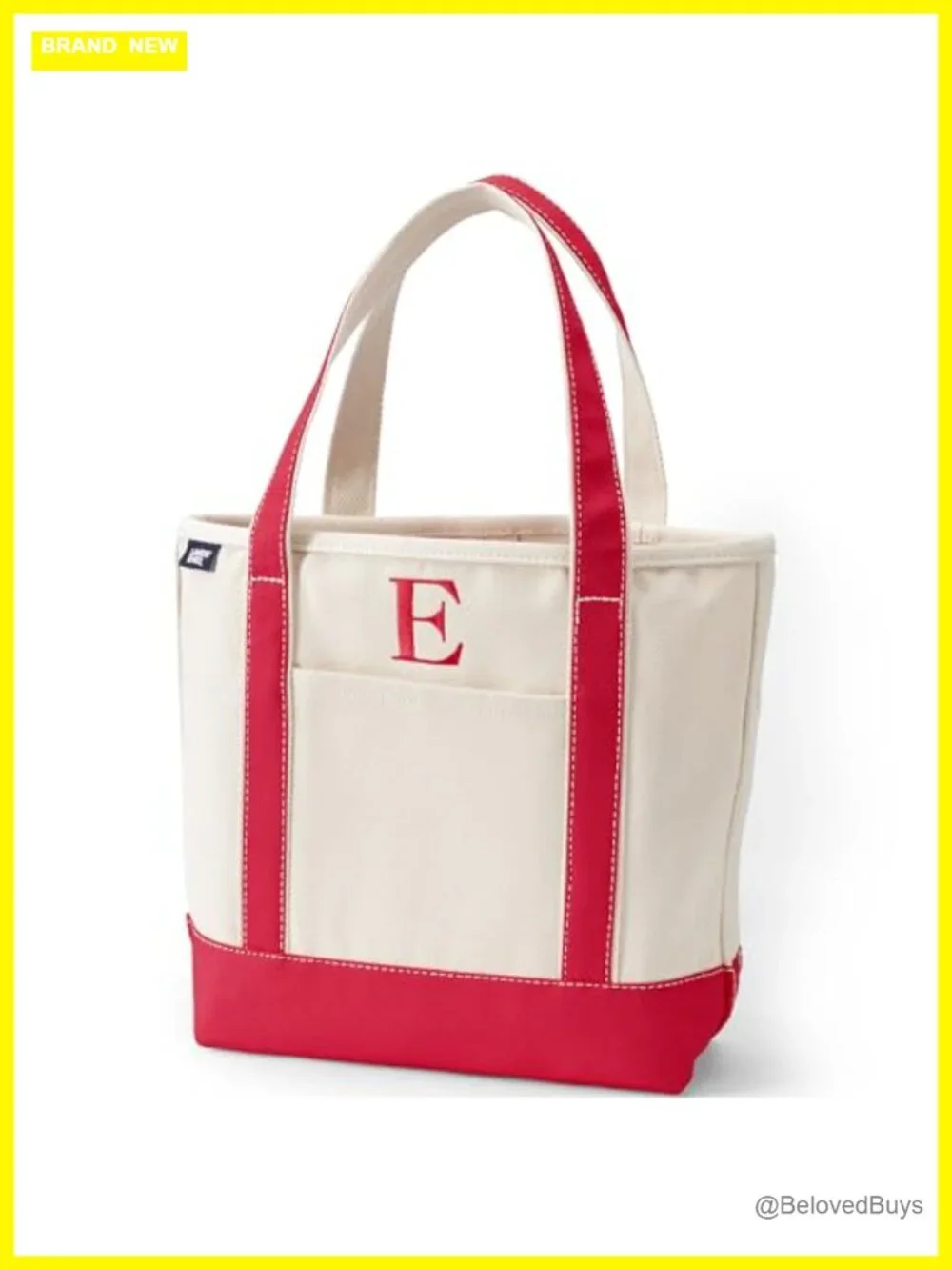 Pre-Monogrammed Canvas Tote Bag with Pockets